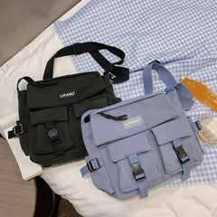 Women's Casual Crossbody Bag Solid Handbag Nylon Messenger Bag
