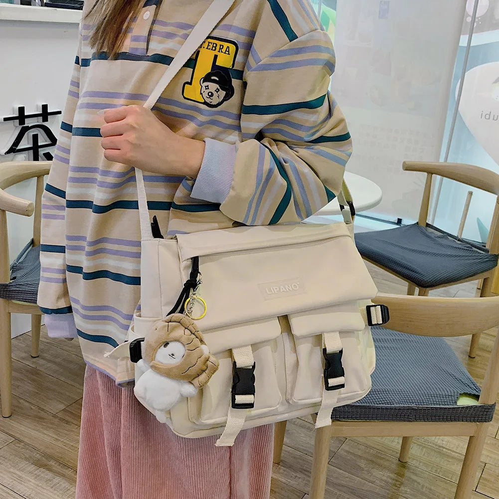 Casual Ladies Crossbody Bags Solid Messenger Handbags Travel Nylon Bag