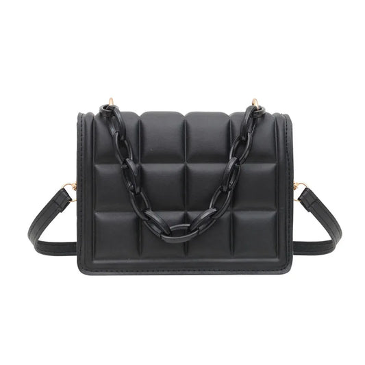 Casual Ladies Mini Handbags Checkered PU Leather Crossbody Purse