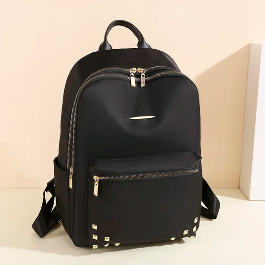 Casual Large Capacity Backpack For Women Rivet Oxford Travel Pack Knapsack