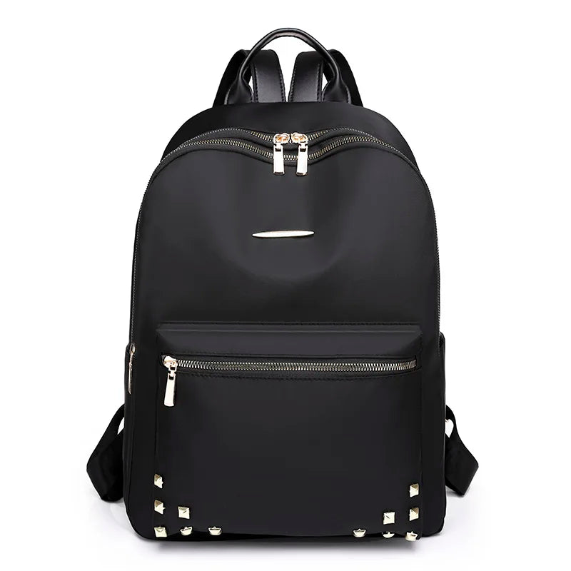 Casual Large Capacity Backpack For Women Rivet Oxford Travel Pack Knapsack