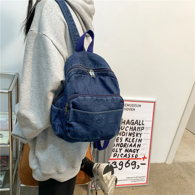 High Capacity Denim Women Backpacks for Daily Travel