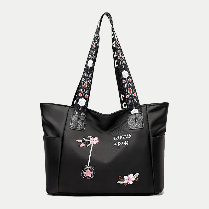 Waterproof Oxford Shoulder Bag Embroidery Women Handbag Totes
