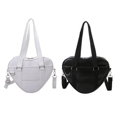 Casual Large Capacity PU Shoulder Bag Lady Love Shaped Tote Shopping Bag
