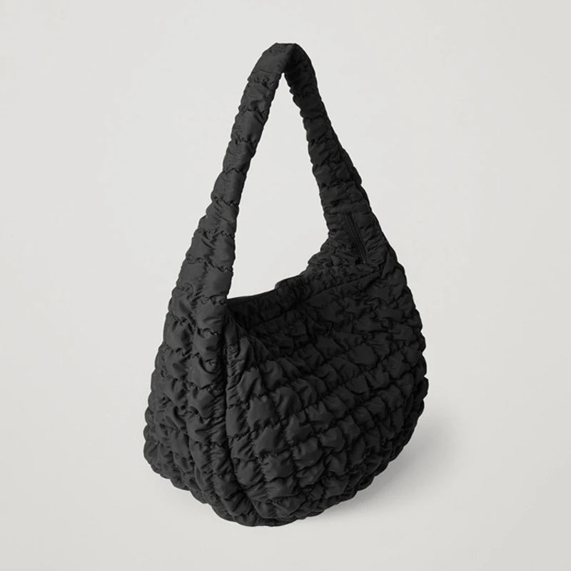 Casual Large Capacity Tote Shoulder Bag Quilted Nylon Handbag