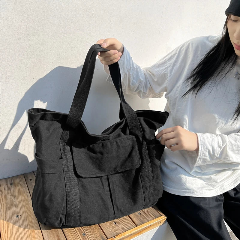 Large Capacity Shoulder Bag Women Canvas Tote Bag