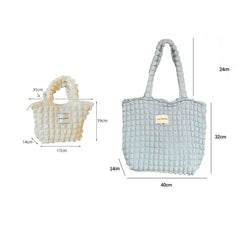 Casual Lightweight Large Capacity Tote Shoulder Bags Women Pleated Handbag