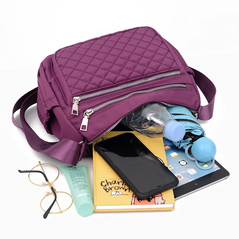 Waterproof Oxford Crossbody Bag with Embroidery Design