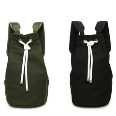 Canvas Large Capacity Barrel Backpack Army Green Rucksack