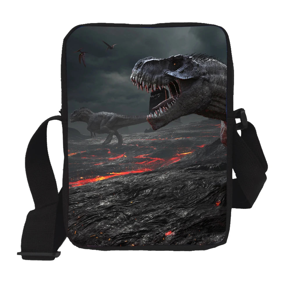 Animal Dinosaur Print Mini Messenger Bag Men's Shoulder Satchel