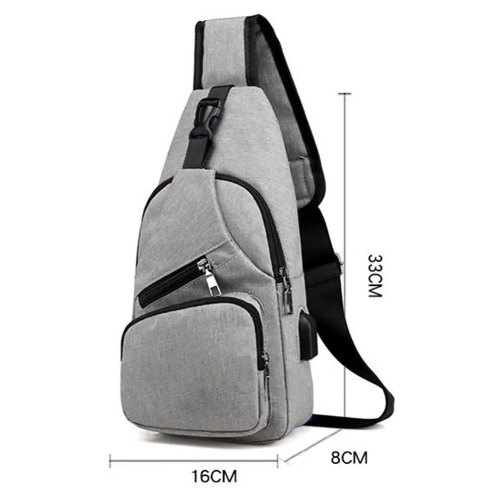 Men Outdoor Chest Bag with USB Charge Port