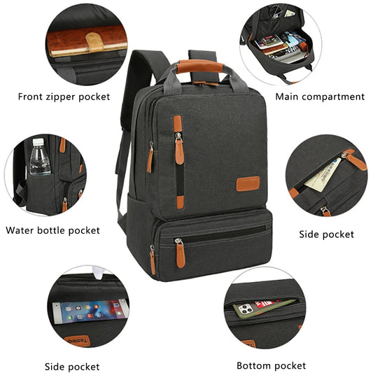 Casual Men School Backpack Light 15" Laptop Bag Waterproof Gray