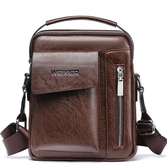 Casual Men Shoulder Bag Vintage Crossbody Bags Leather Handbag