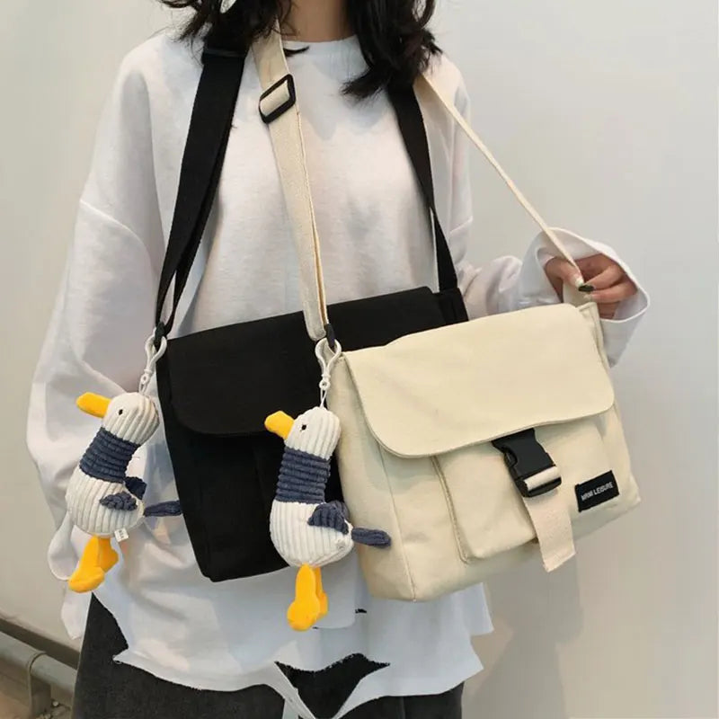 Casual Canvas Messenger Bag Women Large Capacity Shoulder Crossbody