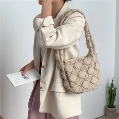 Casual Nylon Ruched Shoulder Bag for Women