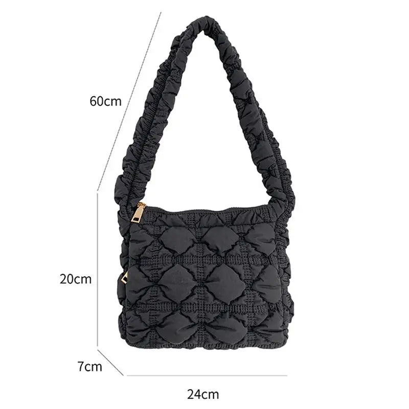 Casual Nylon Ruched Shoulder Bag for Women