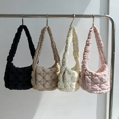 Casual Nylon Ruched Shoulder Bag for Women