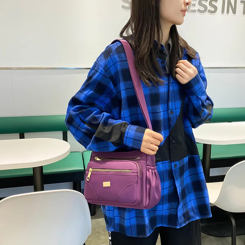 Nylon Crossbody Bag Waterproof Multi-layer Shoulder Bag
