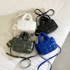 Nylon Shoulder Bag Space Cotton Padded Handbag Quilted Totes Warm Winter Small W
