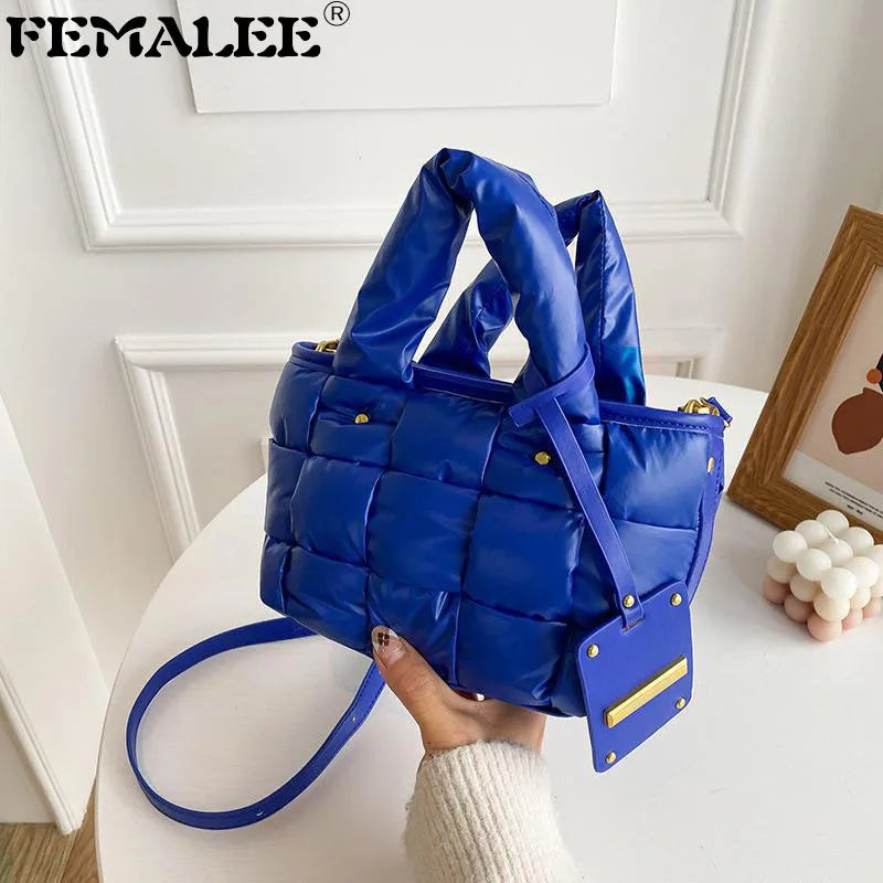 Nylon Shoulder Bag Space Cotton Padded Handbag Quilted Totes Warm Winter Small W