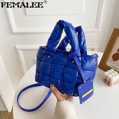 Nylon Shoulder Bag Space Cotton Padded Handbag Quilted Totes Warm Winter Small W