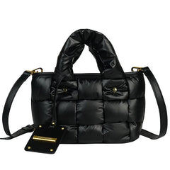 Nylon Shoulder Bag Space Cotton Padded Handbag Quilted Totes Warm Winter Small W
