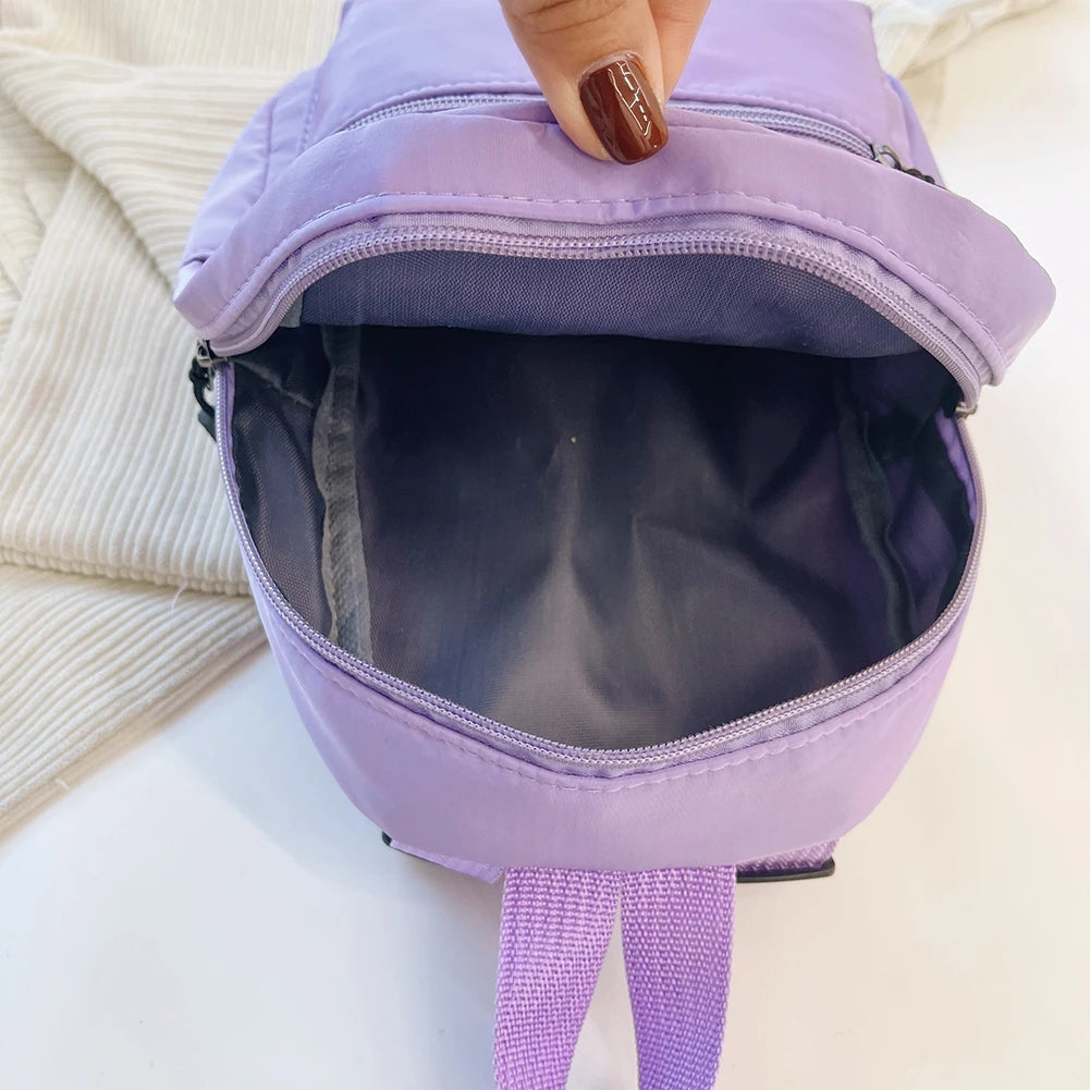 Casual Nylon Women Mini Backpack Solid Preppy Style Students School Bags Female