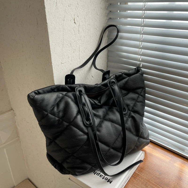 Casual PU Leather Women Tote Bag Laptop Computer Padded Handbag