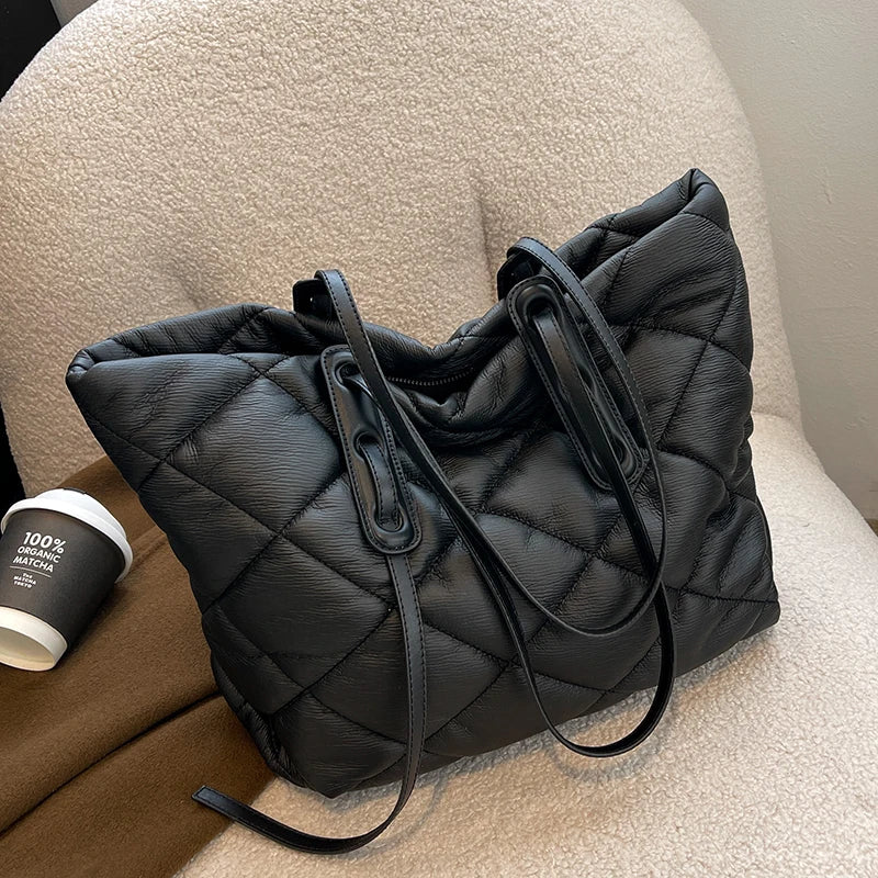 Casual PU Leather Women Tote Bag Laptop Computer Padded Handbag