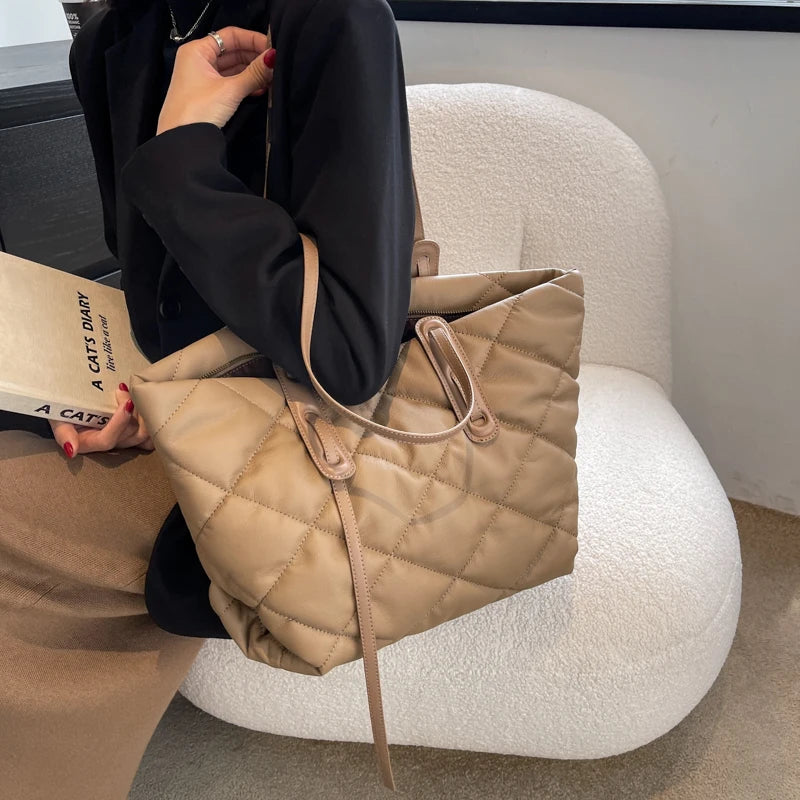 Casual PU Leather Women Tote Bag Laptop Computer Padded Handbag