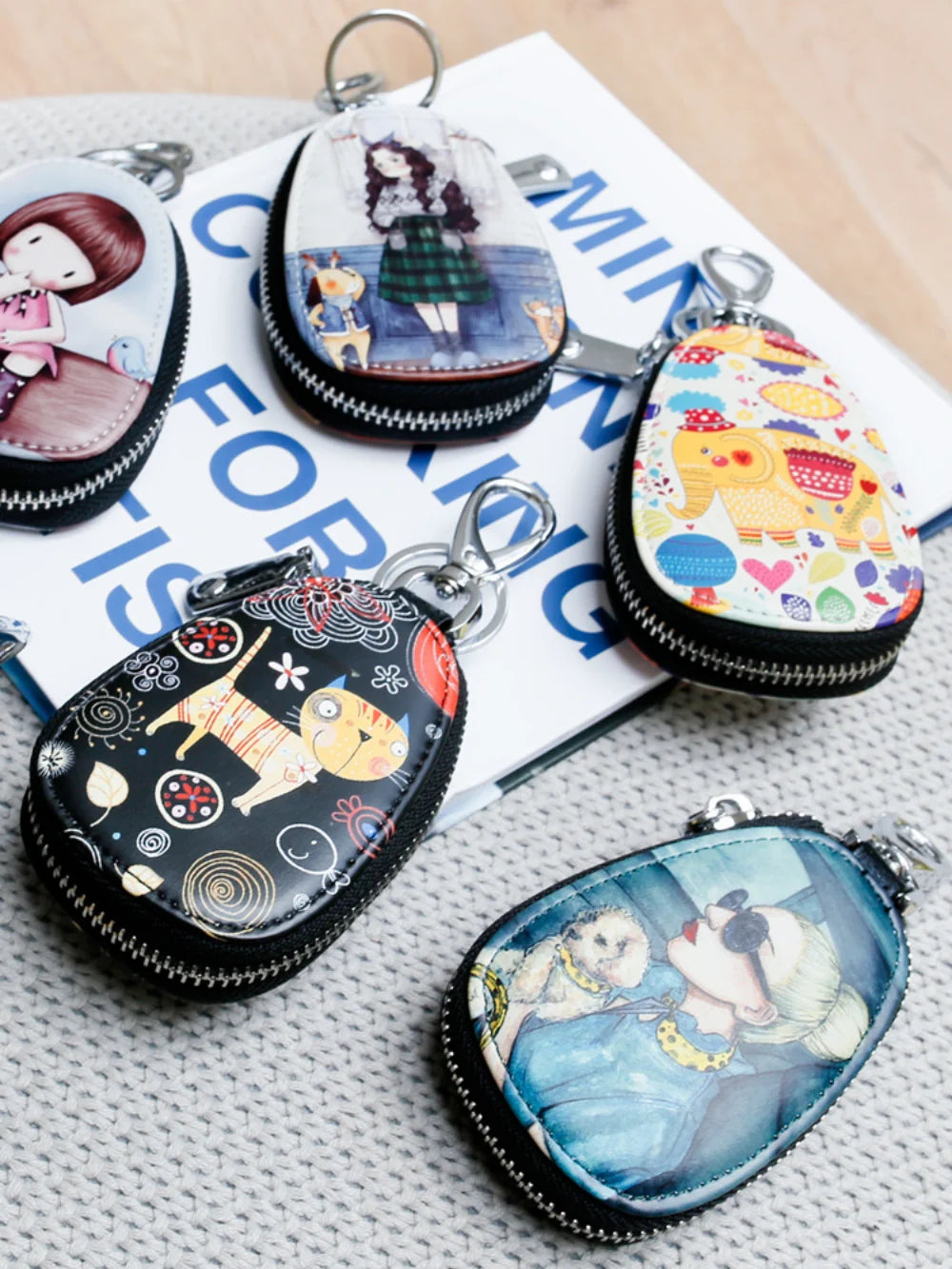 Casual Painted Women Girls Key Bag PU Leather Key Wallets Housekeepers Car Key H