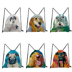 Personalized Dog Art Print Backpack for Students Schnauzer Golden Retriever