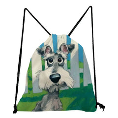Personalized Dog Art Print Backpack for Students Schnauzer Golden Retriever