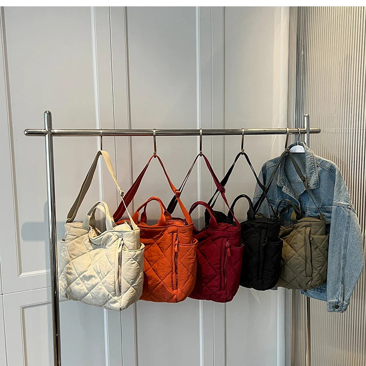 Casual Plaid Women's Tote Bags Handbags Solid Ladies Top Handle Shoulder Bag