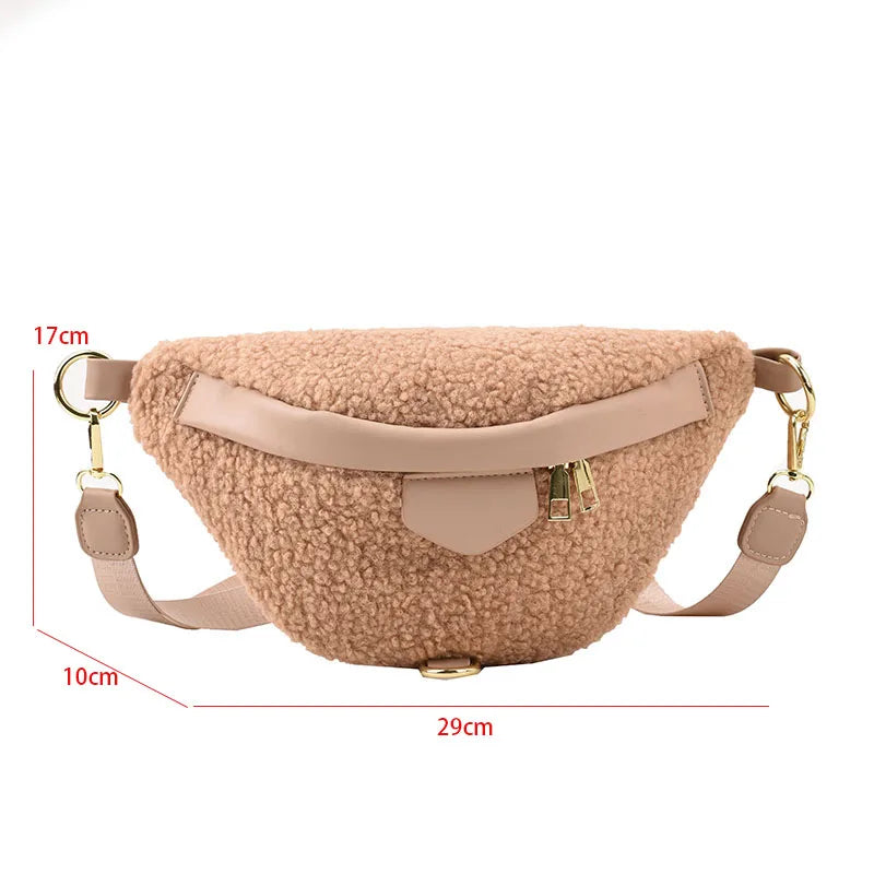 Plush Crossbody Bag Lamb Wool Waist Bag