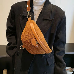 Plush Crossbody Bag Lamb Wool Waist Bag
