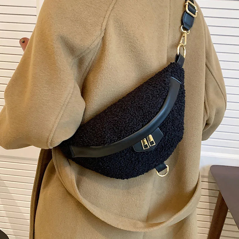Plush Crossbody Bag Lamb Wool Waist Bag