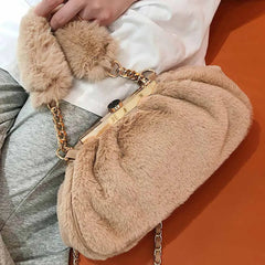 Casual Plush Shoulder Bags Women Handbags Ladies Chain Crossbody Bag