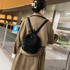 Casual Plush Women Small Backpack Solid Female Autumn Winter Mini Children Schoo
