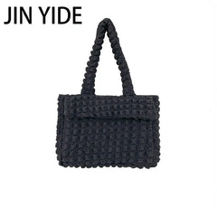Casual Ruched Large Capacity Tote Bag Quilted Women Shoulder Bags