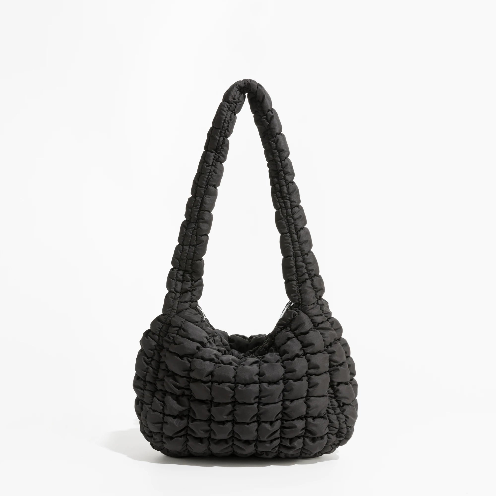 Ruched Quilted Canvas Shoulder Bag Women Handbag Crossbody Large Capacity Purse