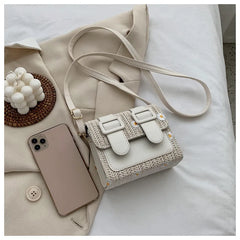 Daisy Embroidery Crossbody Bag Ladies Shoulder Straw Bag