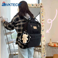 Casual Bear Pendant Backpack for Girls - Large Capacity Daypack