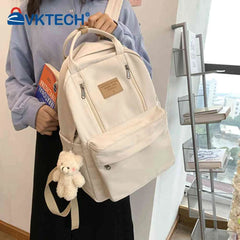 Casual Bear Pendant Backpack for Girls - Large Capacity Daypack