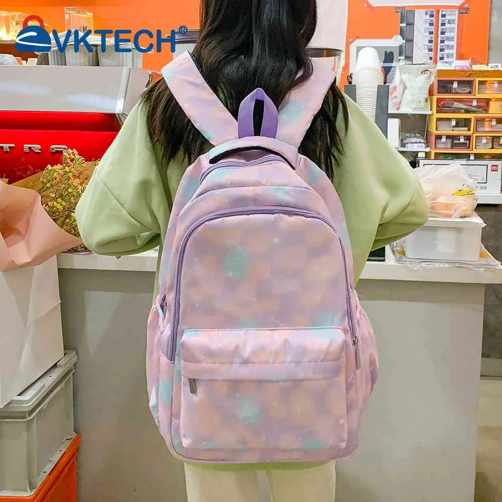 Casual Shoulder Backpack Gradient Print Laptop Backpack School Bag