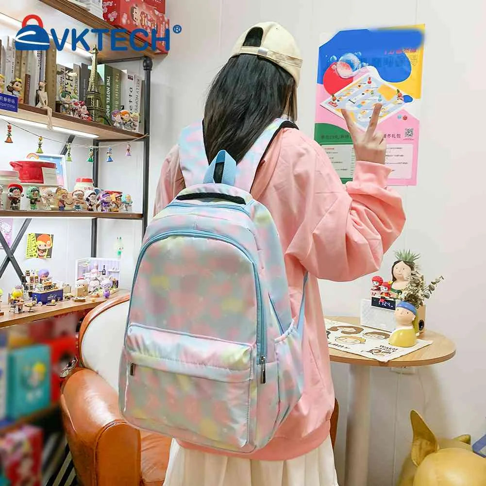 Casual Shoulder Backpack Gradient Print Laptop Backpack School Bag