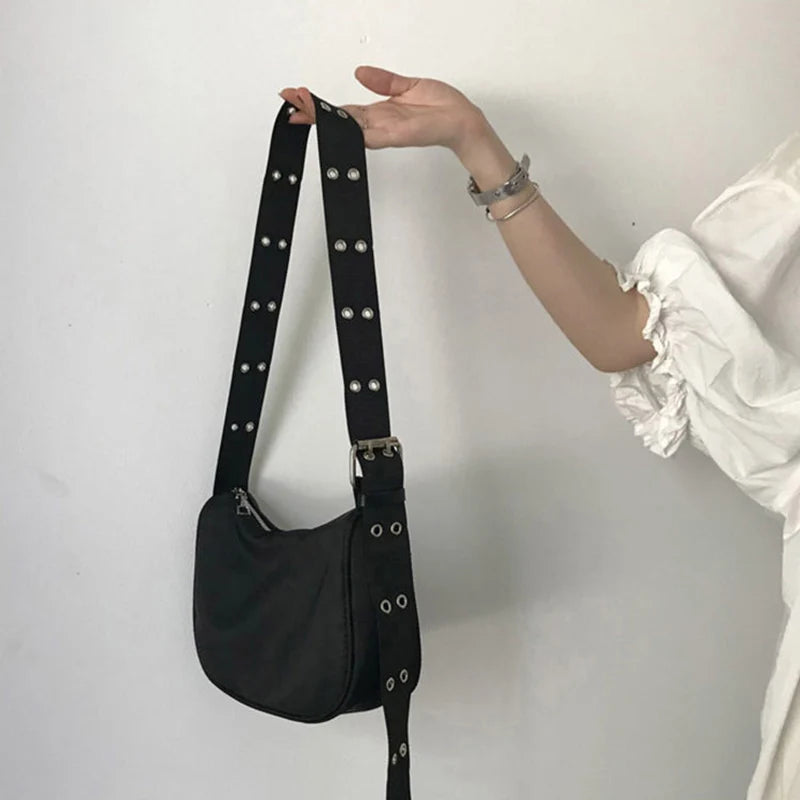 Waterproof Nylon Crossbody Bag Girls Underarm Handbag Purse