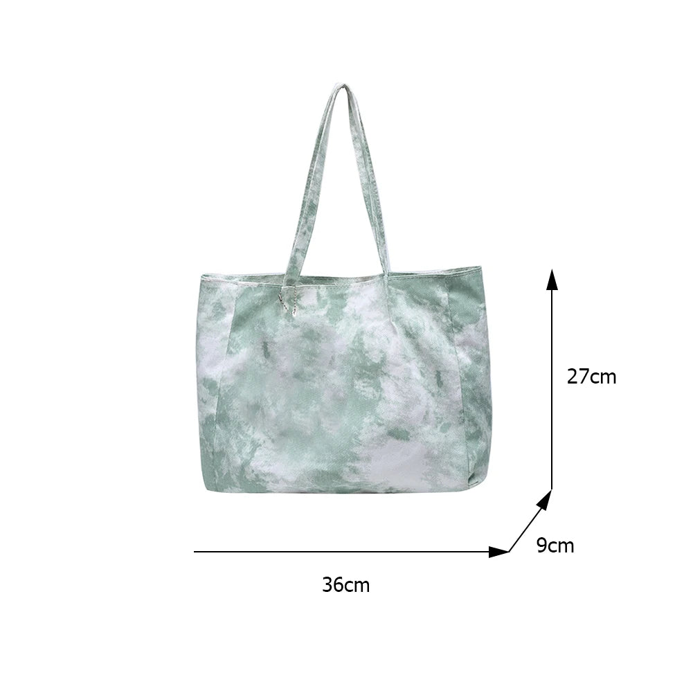 Canvas Tie Dye Print Shoulder Bag Large Capacity Tote