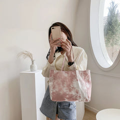 Canvas Tie Dye Print Shoulder Bag Large Capacity Tote
