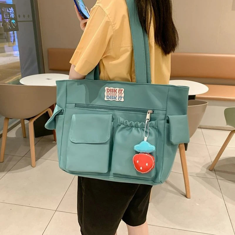 Casual Women Tote Bag Large Capacity Solid Nylon Female Single Shoulder Bag